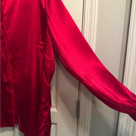Karen Scott Vibrant Red Satin Blouse - Picture 3 of 7